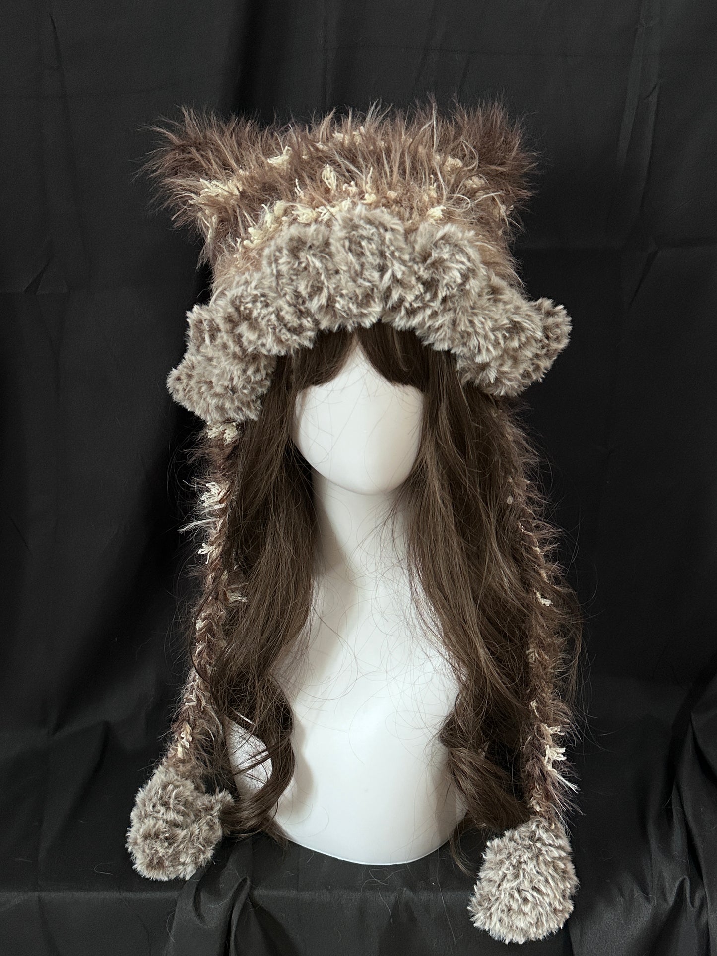 Crochet Cat Ear Beanie: Chocolate Kitty Jellyfish Hat