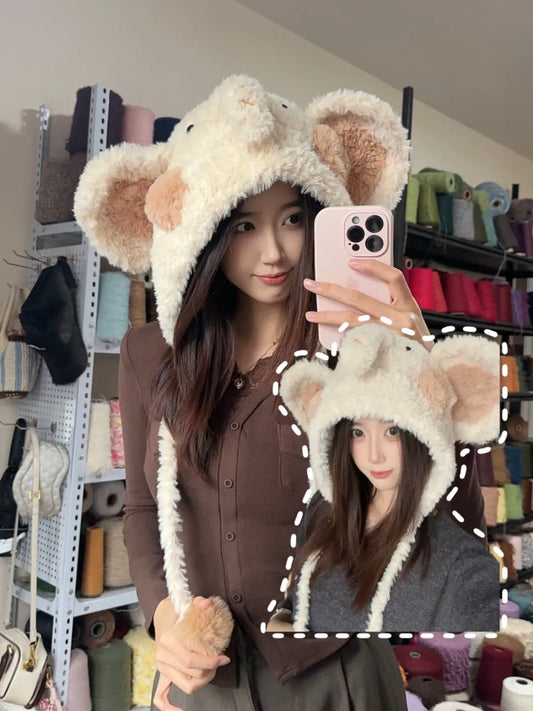 Crochet Elephant Hat: Cozy Beige & Brown Baby Elephant Beanie