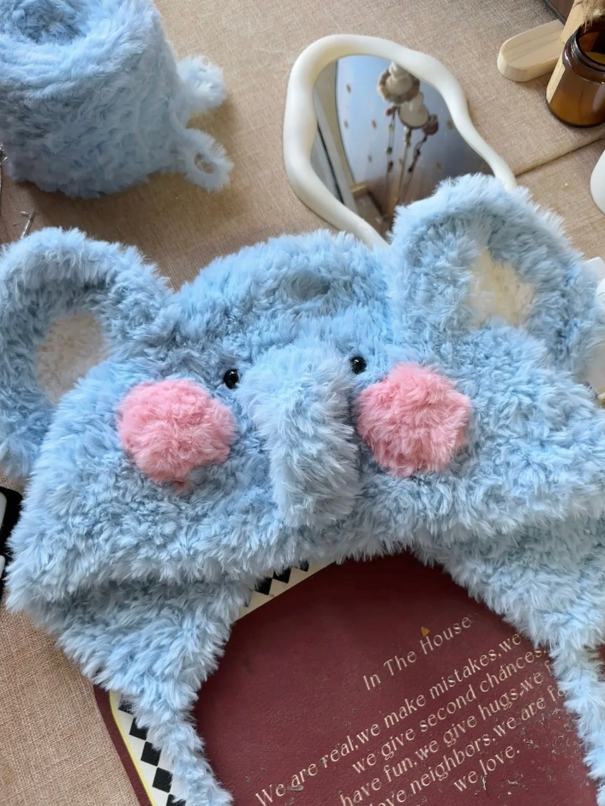 Crochet Elephant Hat: Fluffy Blue Baby Elephant Beanie