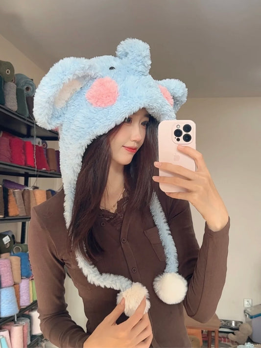 Crochet Elephant Hat: Fluffy Blue Baby Elephant Beanie