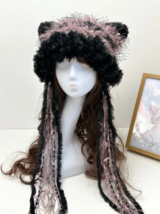 Crochet Cat Ear Beanie: Peninsula Rose Jellyfish Hat