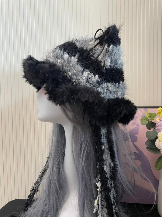Crochet Cat Ear Beanie: Ink Wash Style Cat Ear Hat