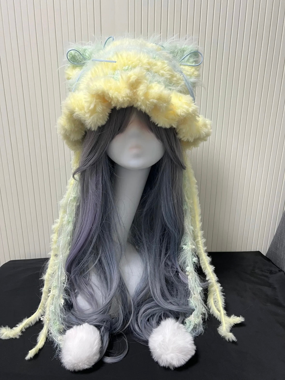 Crochet Cat Ear Beanie: Yellow Green Jellyfish Hat