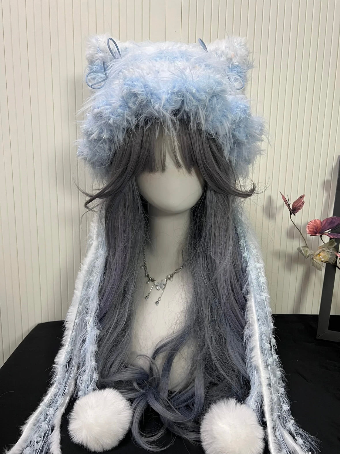 Crochet Cat Ear Beanie: Blue Jellyfish Hat