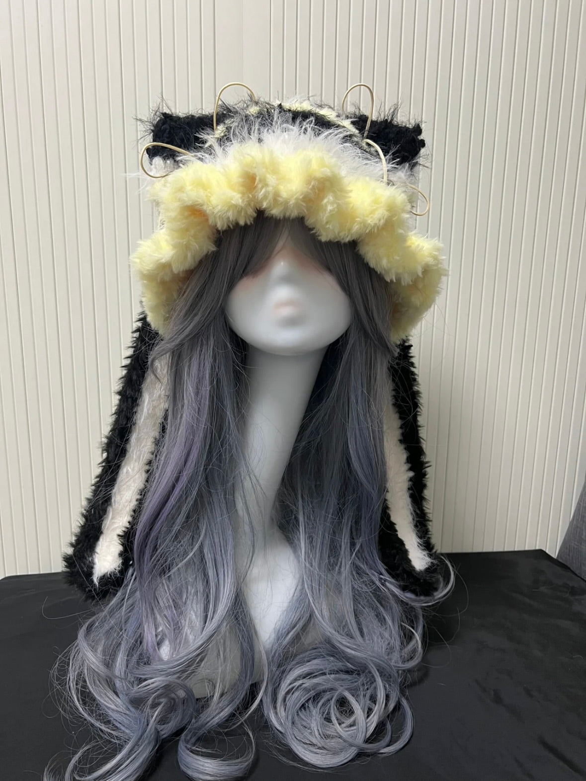 Yellow & Black Bunny Hood – Detachable Ears Edition