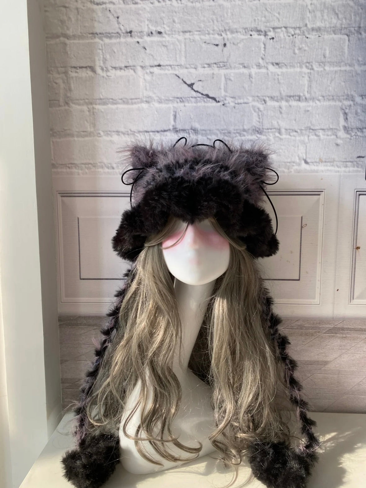 Crochet Cat Ear Beanie: Black Purple Jellyfish Hat