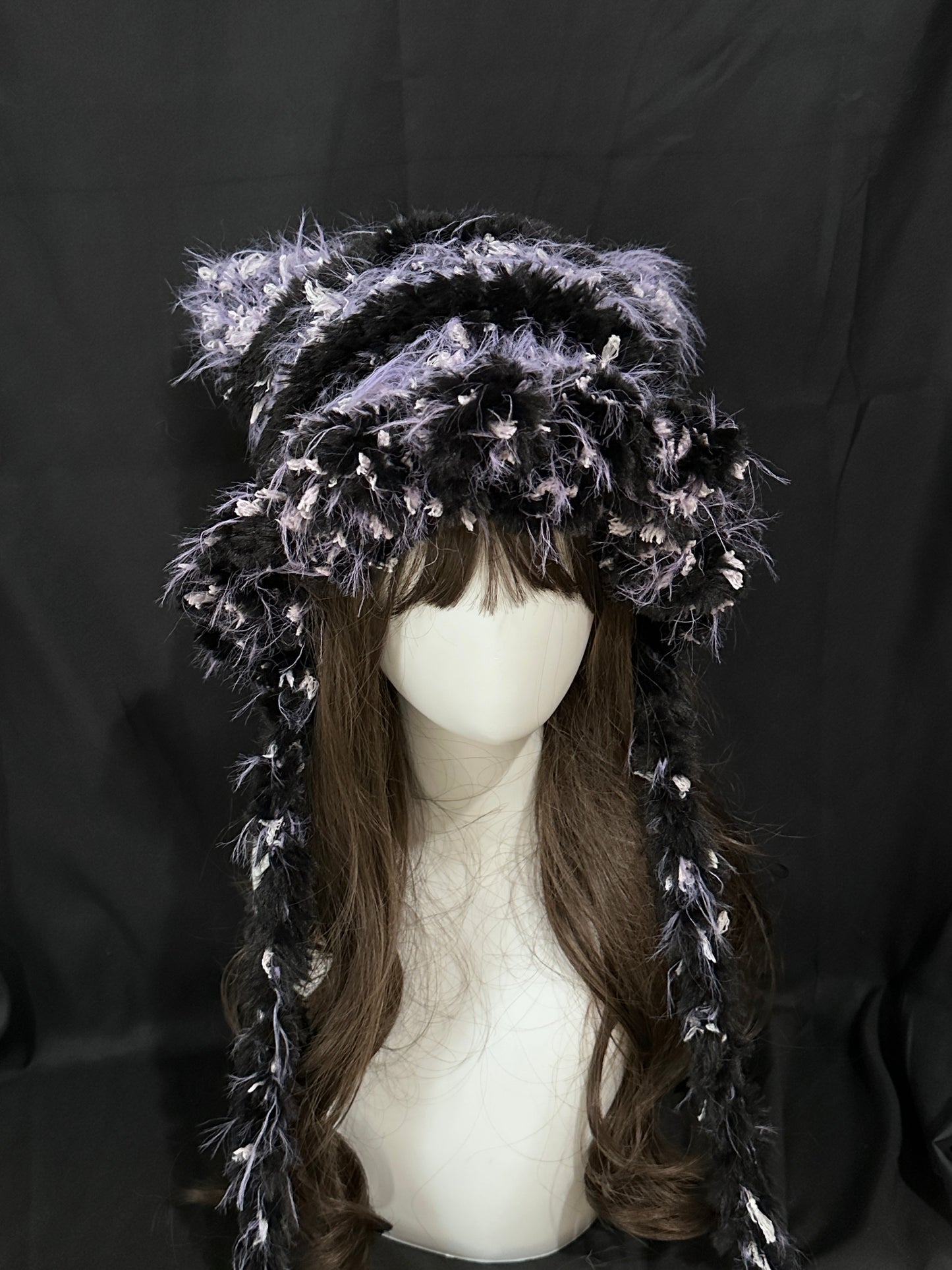 Kuromi Purple Bunny-Cat-Eared Hat – Detachable Bunny Ears, Crochet Cat Ear Hat