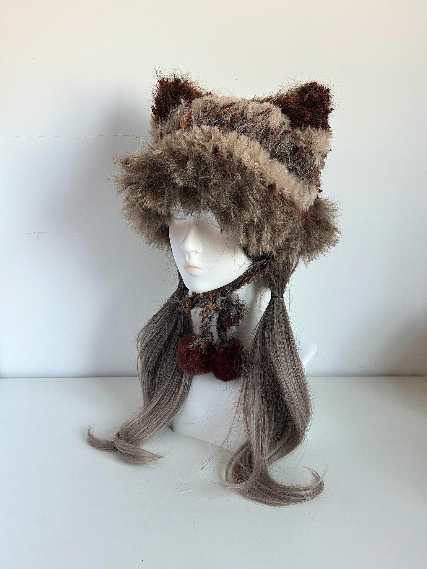 Wilderness Cat-Eared Hat, Handmade Crochet Cat Ear Beanie, Cozy Animal Hat