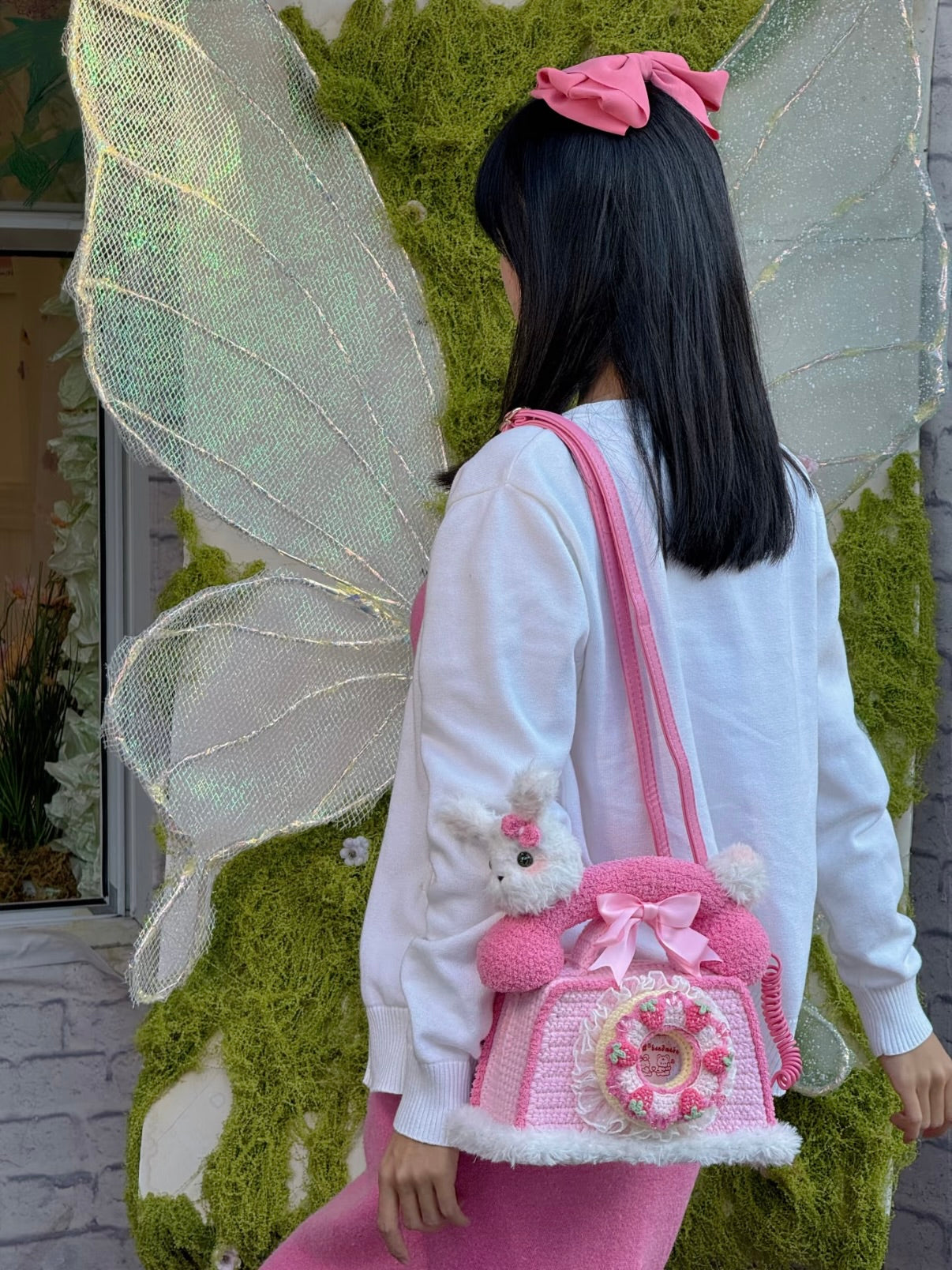 Sac de téléphone Kawaii au crochet, Sac bandoulière mignon en forme de fraise pour téléphone