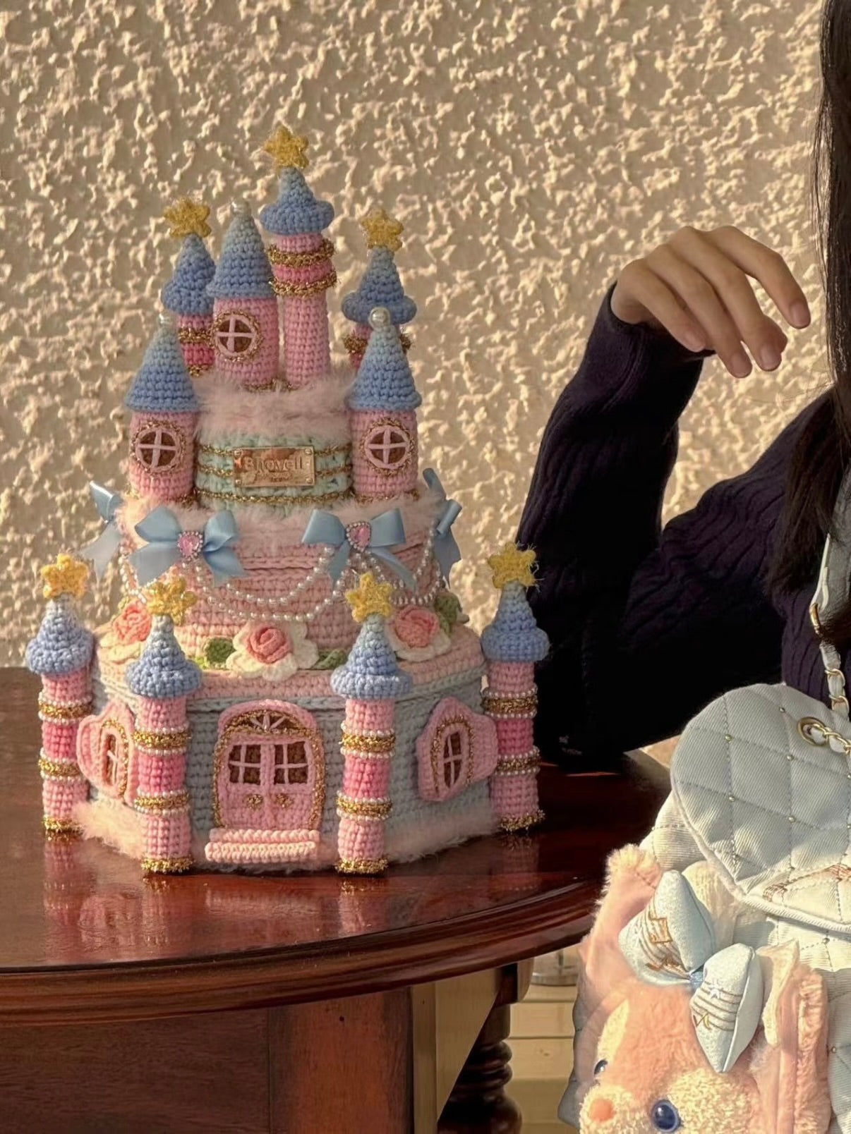 Boîte de rangement château de princesse au crochet faite main, Décoration de château féerique