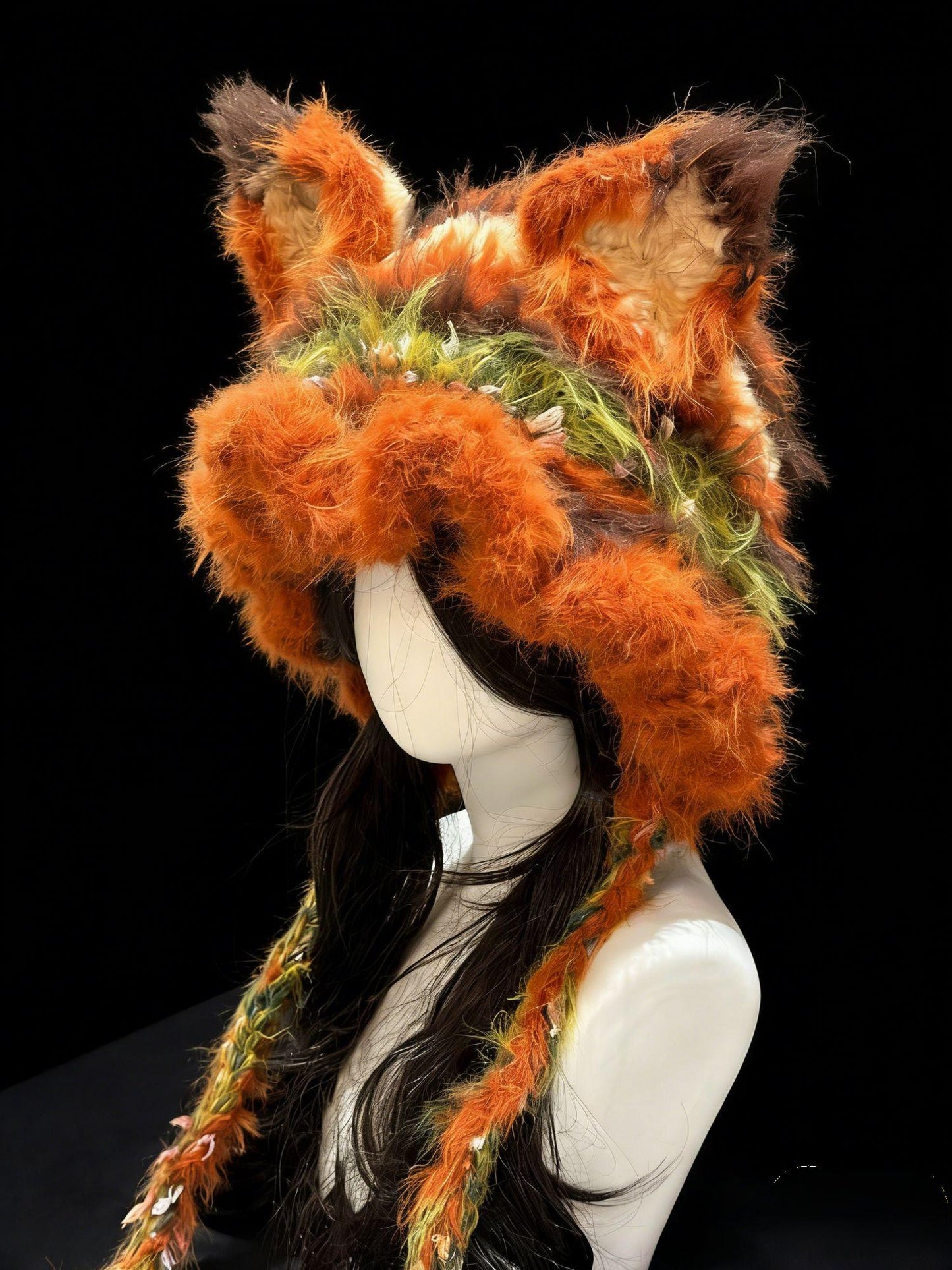 Gehäkelter Nick Zootopia Fuchs Ohr Kapuze Handgemachte Tierohrenmütze, Cosplay Kapuze