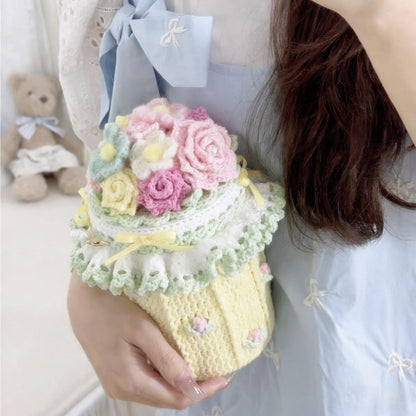 Foulard triangle au crochet rose fait main – Bandana en coton de lait pour cheveux