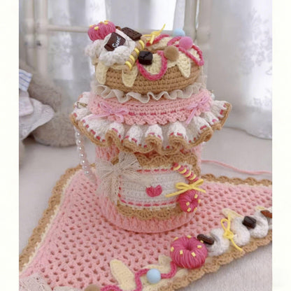 Foulard triangulaire en crochet rose, fait main, en coton de lait