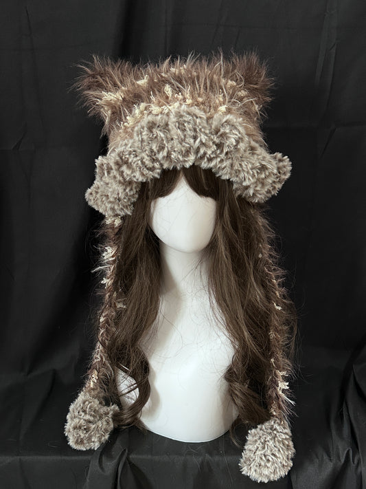 Crochet Cat Ear Beanie: Chocolate Kitty Jellyfish Hat