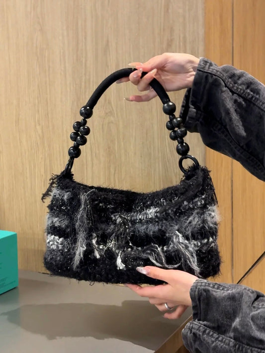 Black & Gray Large Shoulder Bag