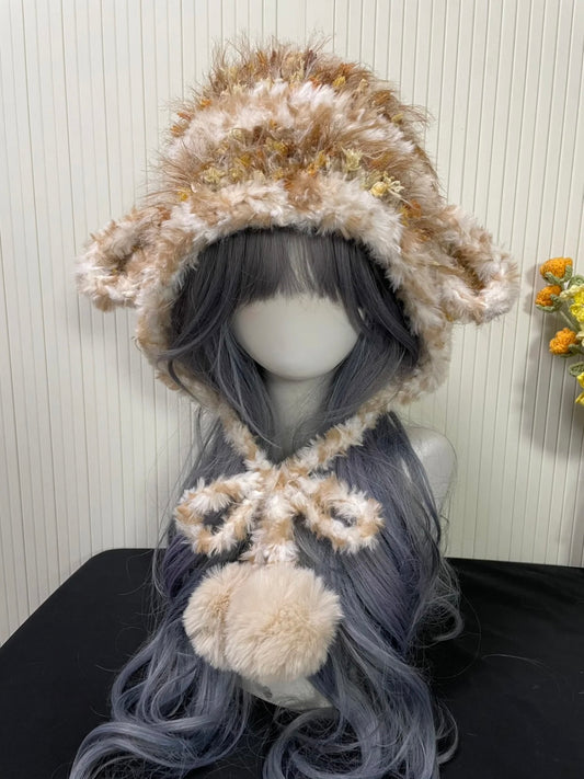 Creamy Brown Sheep Hood – Handmade Crochet Animal Hood