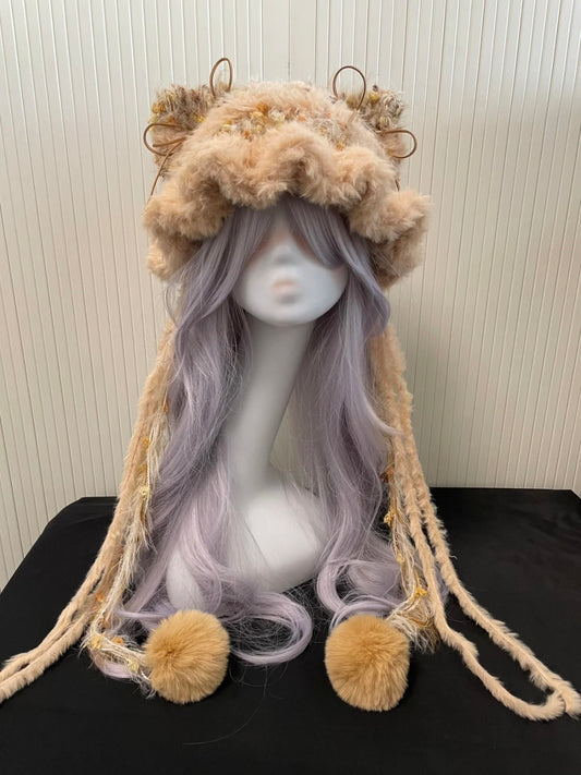 Crochet Cat Ear Beanie: Autumn Maple Jellyfish Hat