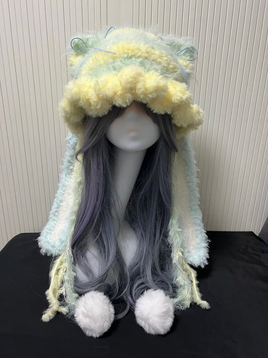 Yellow & Green Bunny Hood – Detachable Ears Edition