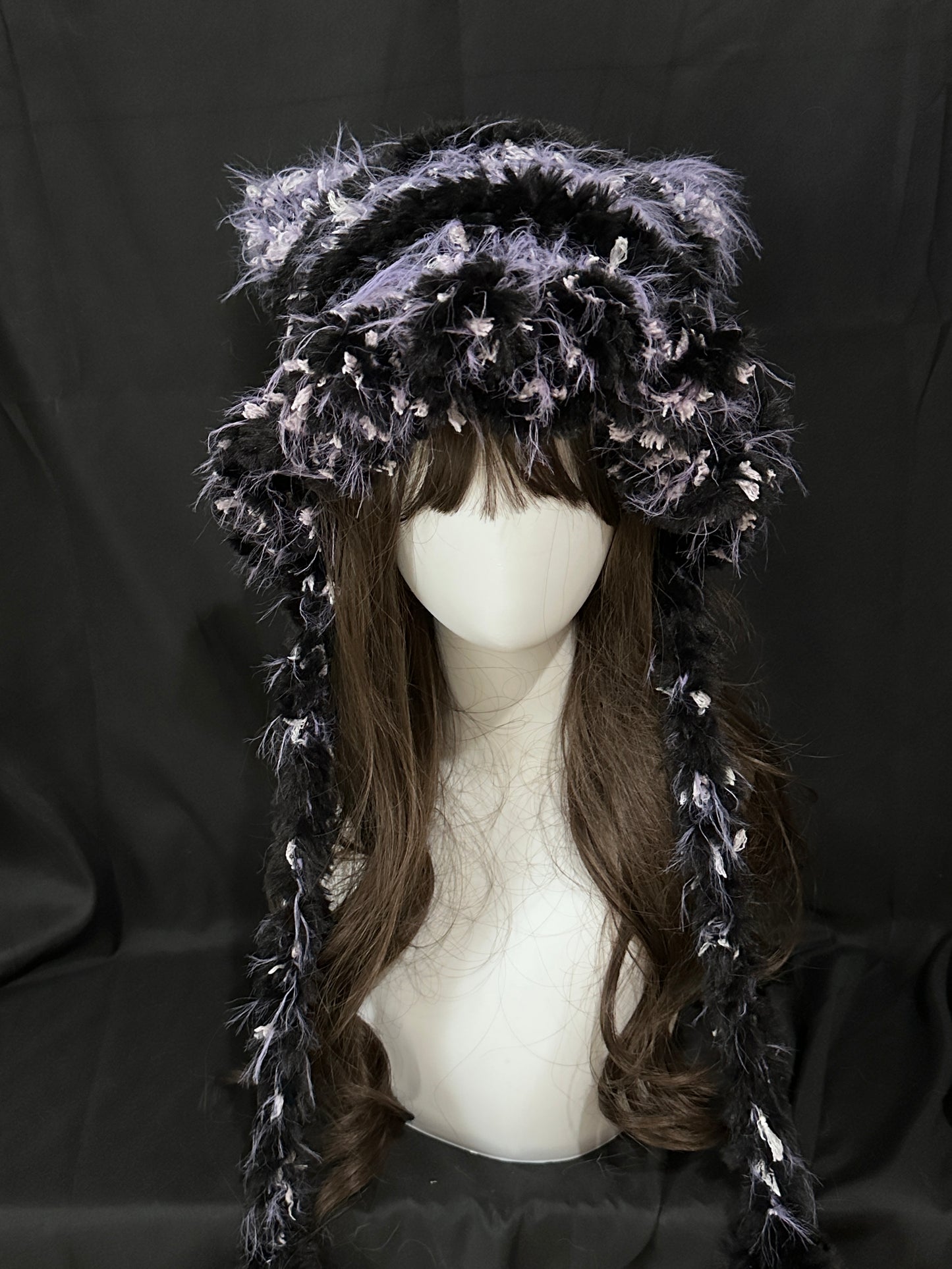 Kuromi Purple Bunny-Cat-Eared Hat – Detachable Bunny Ears, Crochet Cat Ear Hat