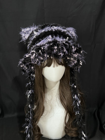 Kuromi Purple Bunny-Cat-Eared Hat – Detachable Bunny Ears, Crochet Cat Ear Hat