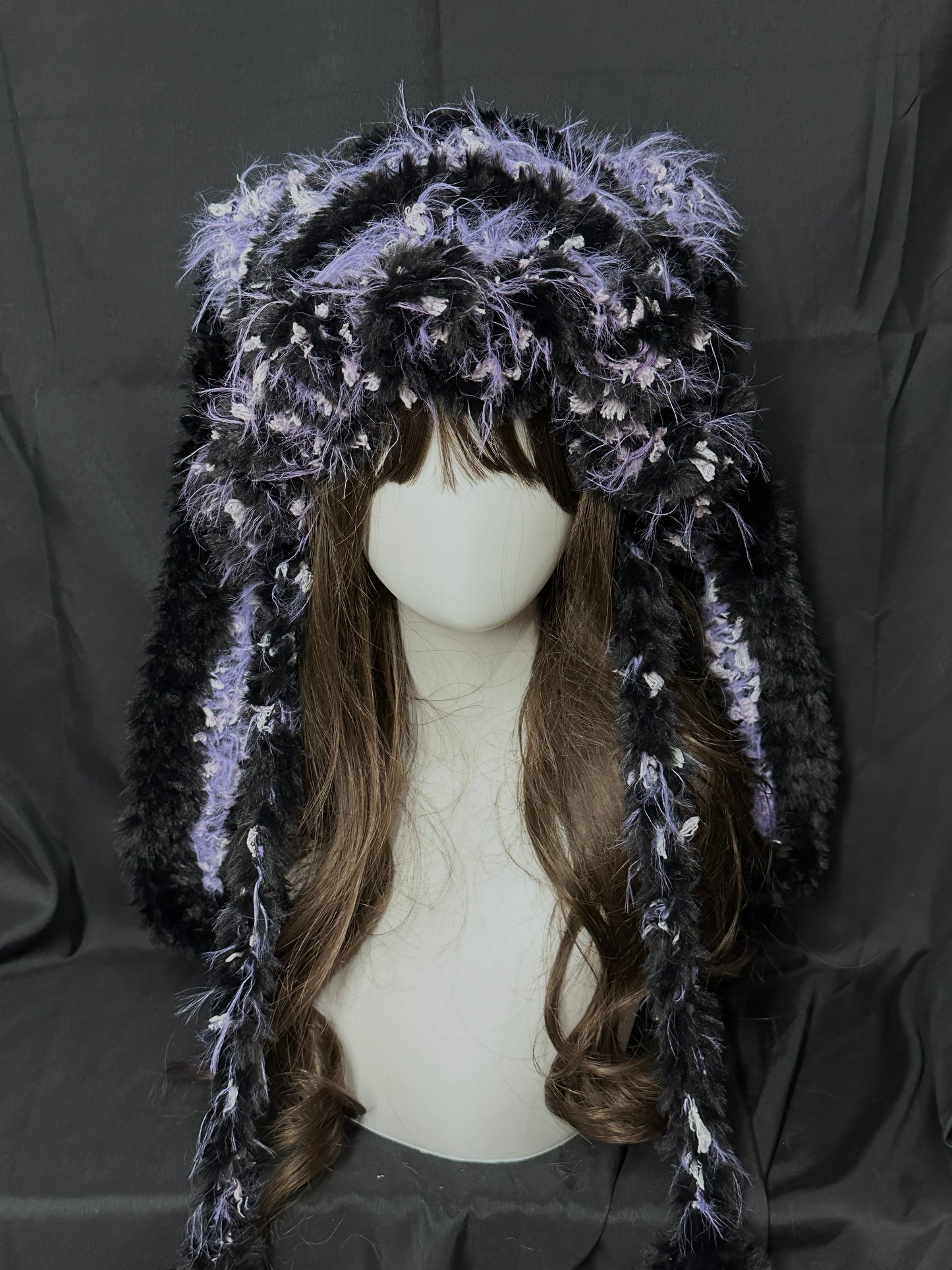 Kuromi Purple Bunny-Cat-Eared Hat – Detachable Bunny Ears, Crochet Cat Ear Hat