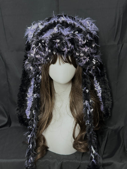Kuromi Purple Bunny-Cat-Eared Hat – Detachable Bunny Ears, Crochet Cat Ear Hat