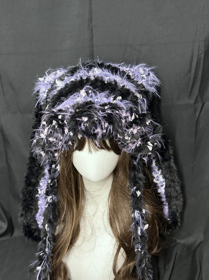 Kuromi Purple Bunny-Cat-Eared Hat – Detachable Bunny Ears, Crochet Cat Ear Hat