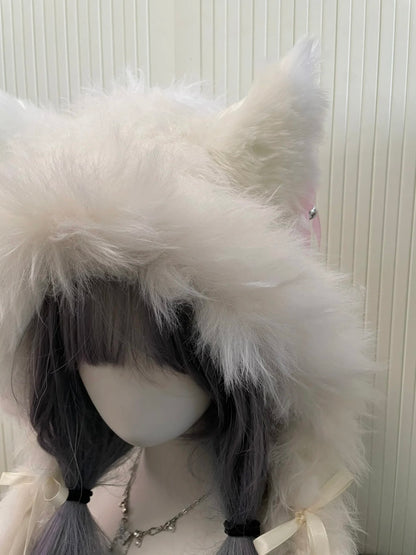 Snow White Fox-Eared Hood | Handmade Crochet Animal Hat | Cute Winter Gift