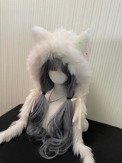 Snow White Fox-Eared Hood | Handmade Crochet Animal Hat | Cute Winter Gift