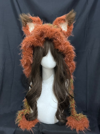 Gehäkelter Nick Zootopia Fuchs Ohr Kapuze Handgemachte Tierohrenmütze, Cosplay Kapuze