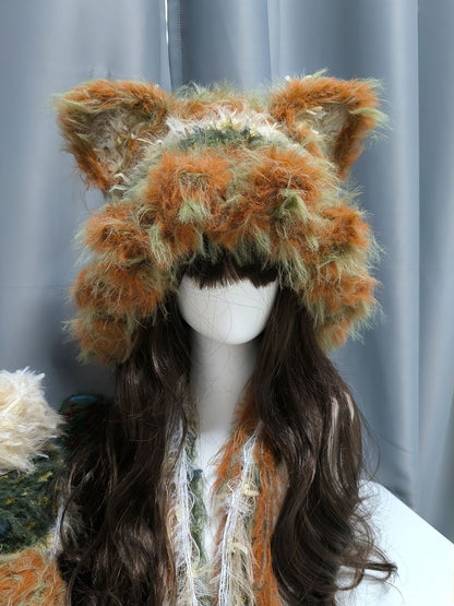 Grüne Nick Wilde Zootopia Fuchshaube mit abnehmbaren Ohren, handgemachte gehäkelte Fuchsmütze, Kawaii Haube