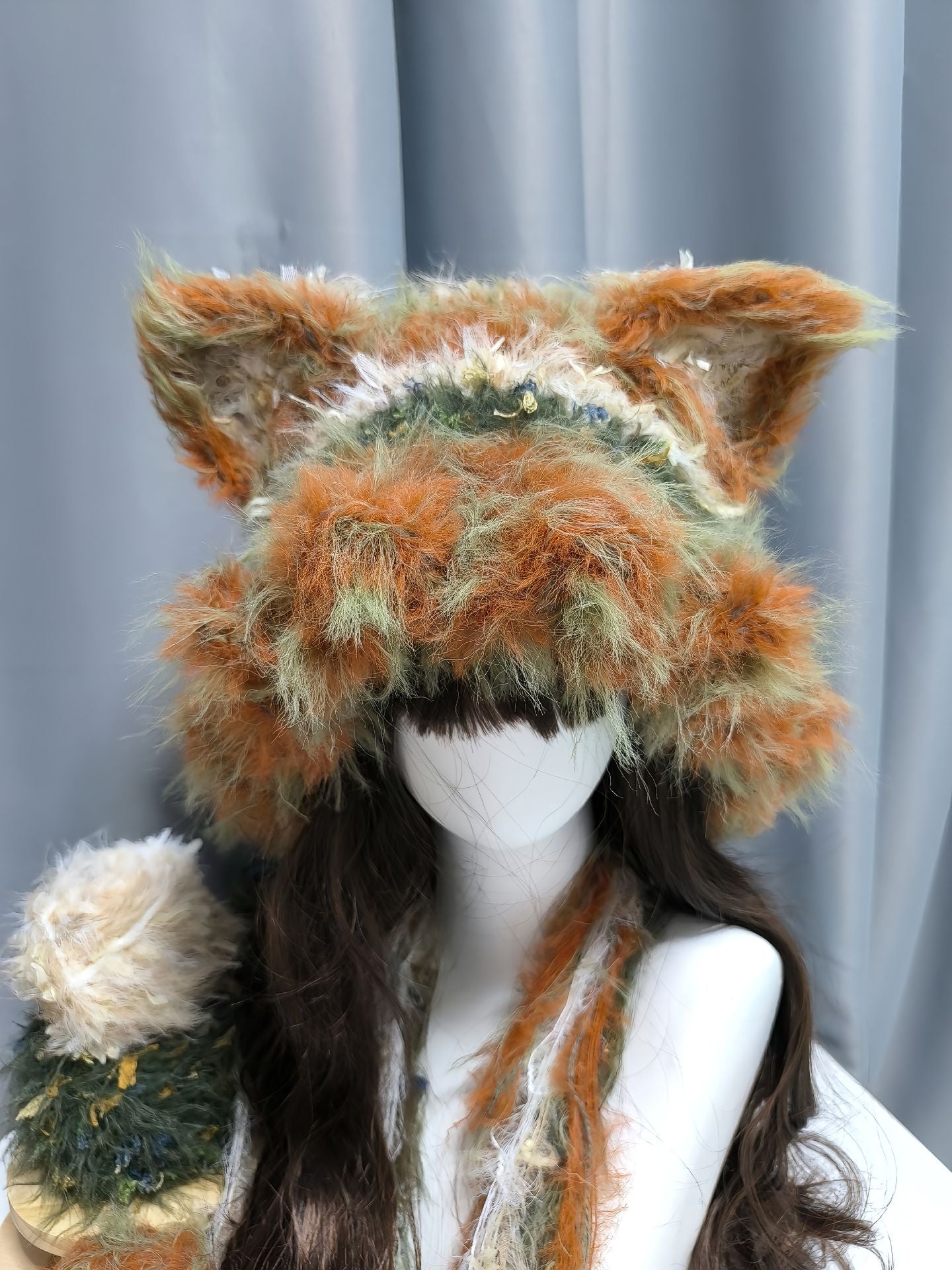Grüne Nick Wilde Zootopia Fuchshaube mit abnehmbaren Ohren, handgemachte gehäkelte Fuchsmütze, Kawaii Haube