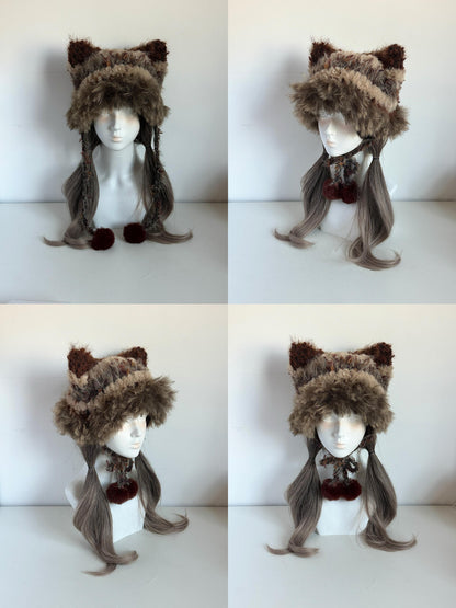 Bonnet à oreilles de chat Wilderness, Bonnet à oreilles de chat en crochet fait main, Chapeau animal douillet