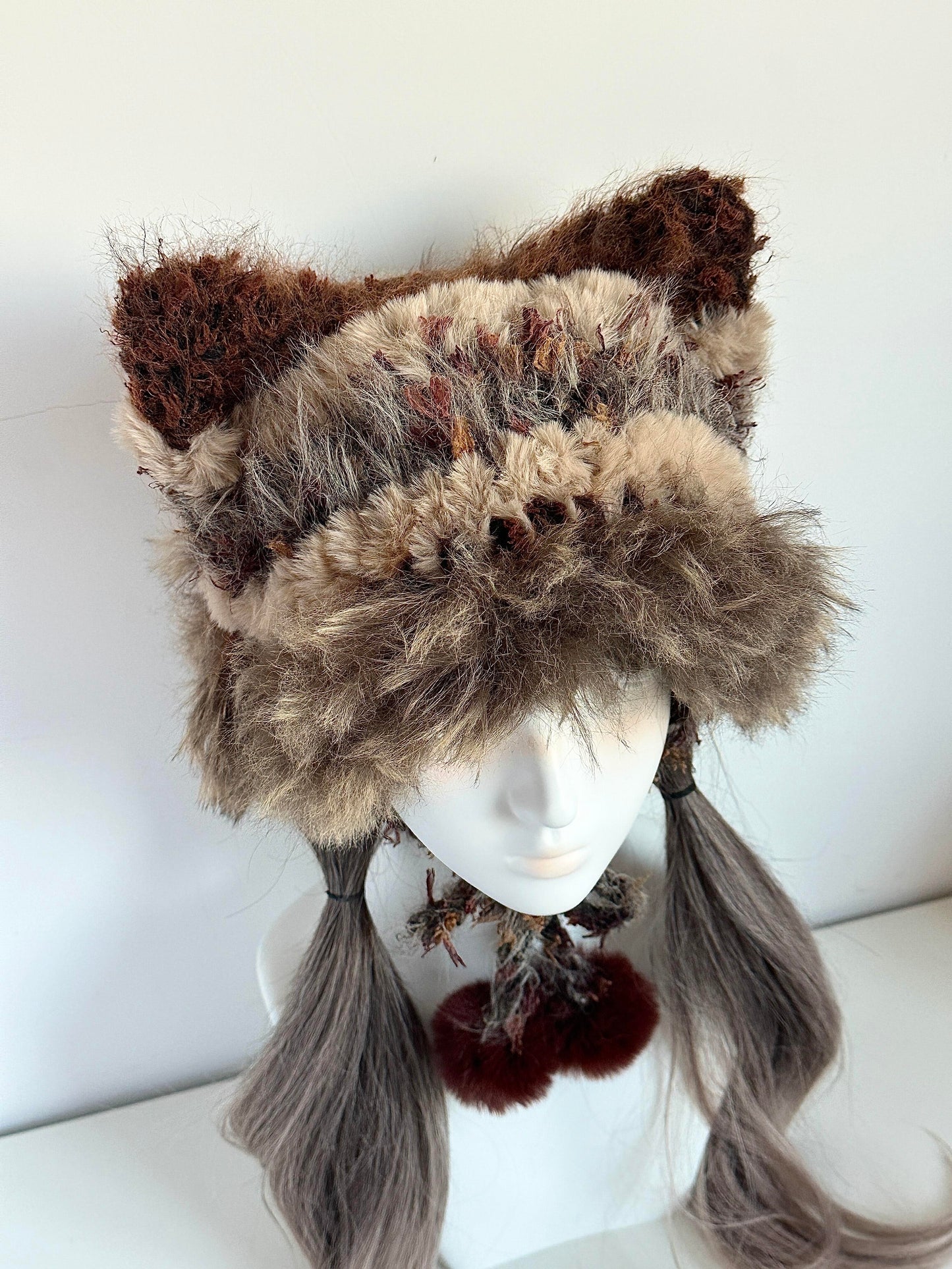 Bonnet à oreilles de chat Wilderness, Bonnet à oreilles de chat en crochet fait main, Chapeau animal douillet