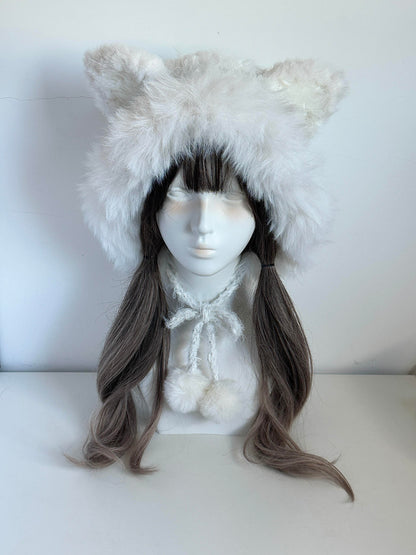 Fox-Eared Hood, Handmade Crochet Fox Hood, Cute Animal Hooded Hat