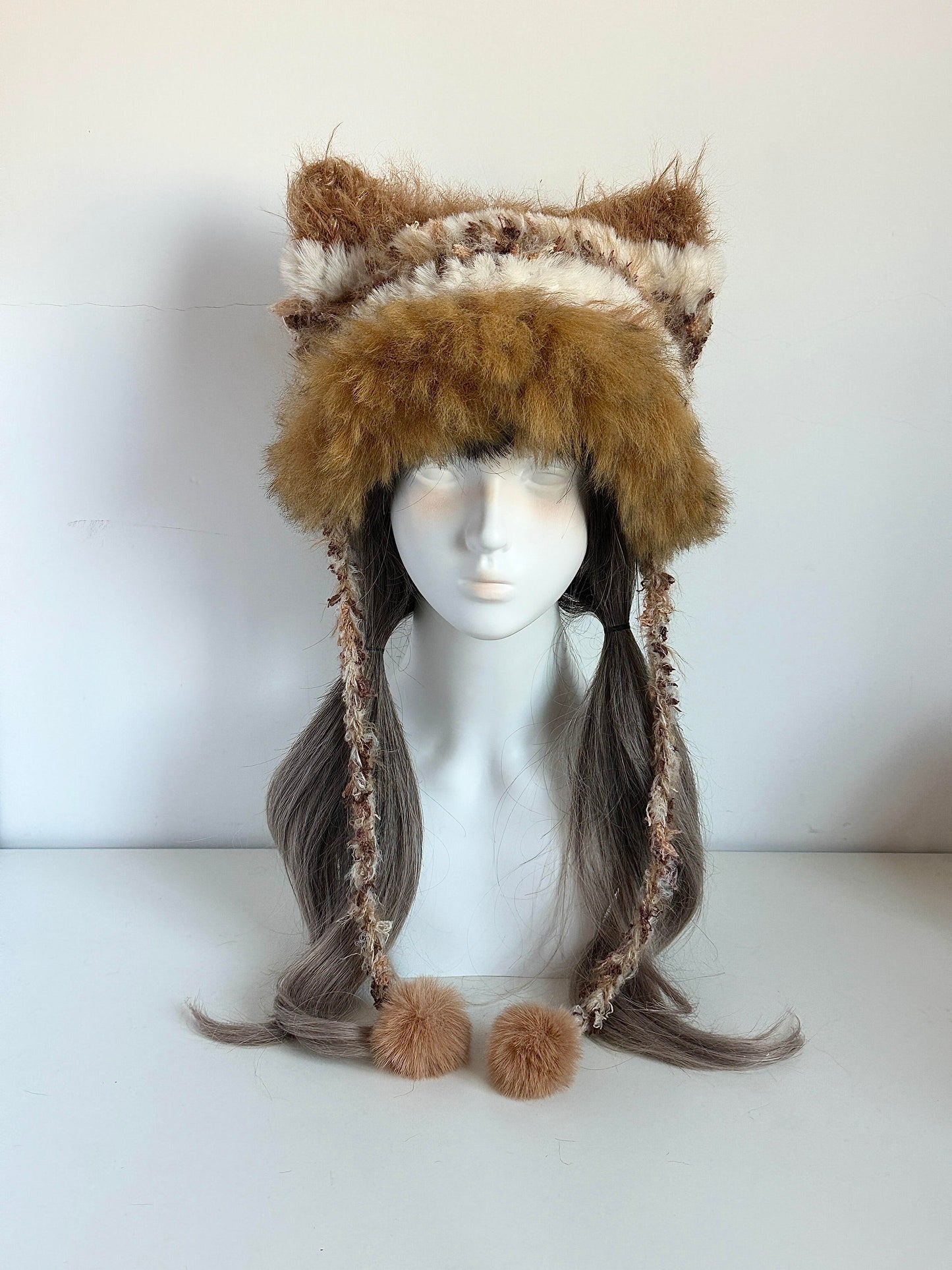 Maple Cat-Eared Hat, Handmade Crochet Cat Ear Beanie, Autumn Animal Hat