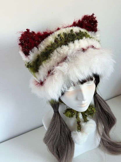 Bonnet chat avec grelots, Bonnet en crochet fait main avec oreilles de chat, Joli bonnet d'hiver ludique