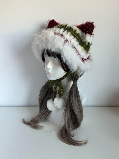 Bonnet chat avec grelots, Bonnet en crochet fait main avec oreilles de chat, Joli bonnet d'hiver ludique