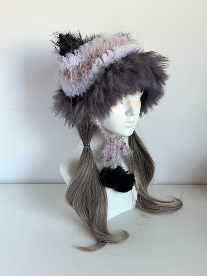 Starlight Cat-Eared Hat, Handmade Crochet Cat Ear Beanie, Dreamy Night Hat
