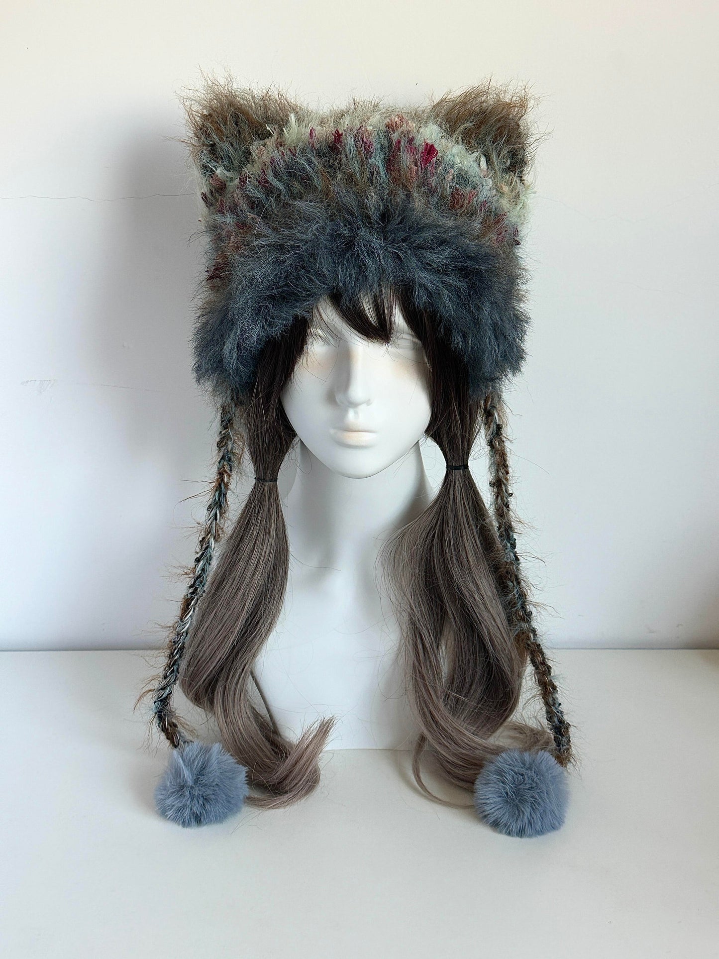 Misty Forest Cat-Eared Hat, Handmade Crochet Cat Ear Beanie, Woodland Hat