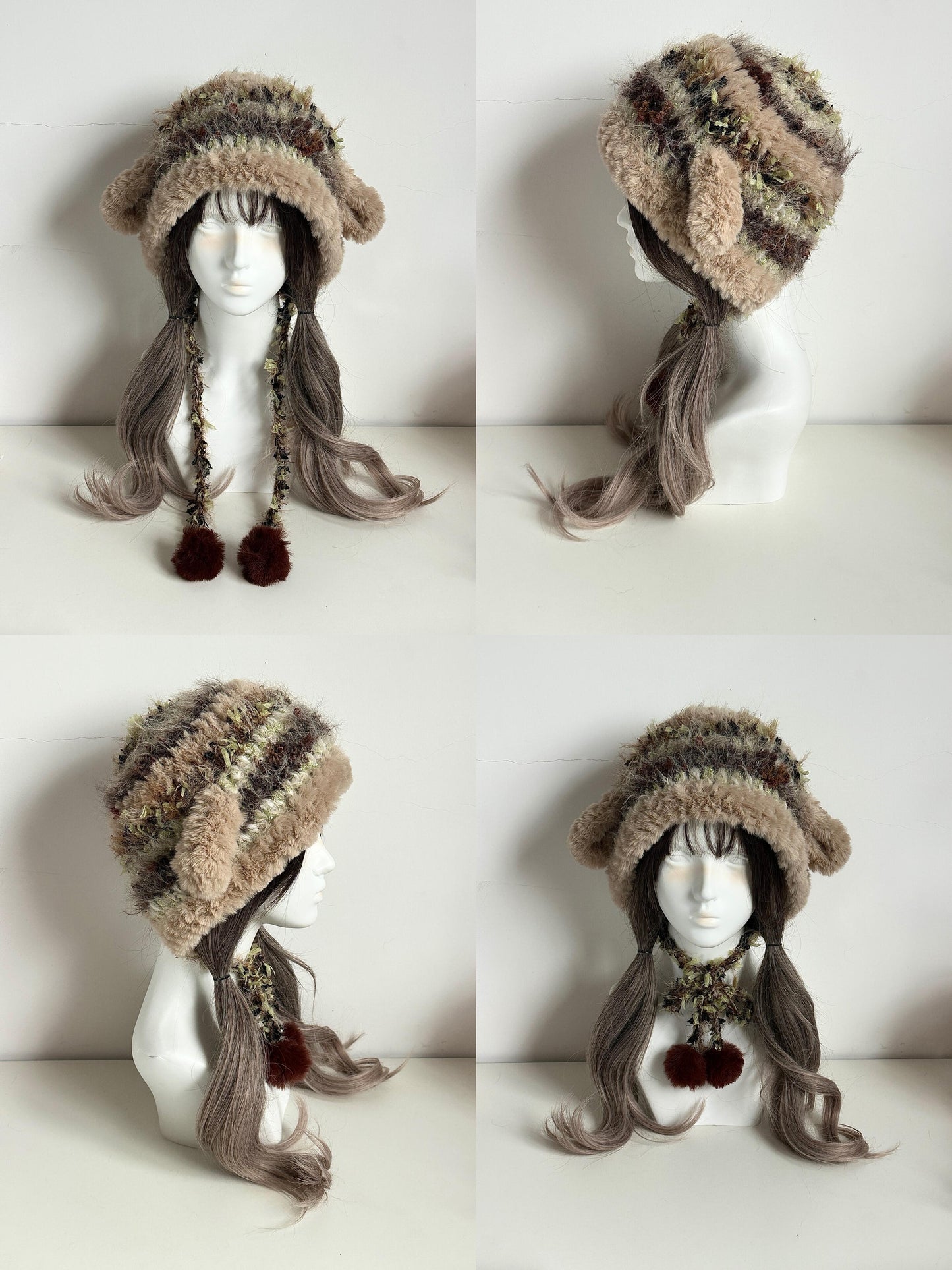 Forest Lamb Eared Beanie – Handgestrickte flauschige Mütze