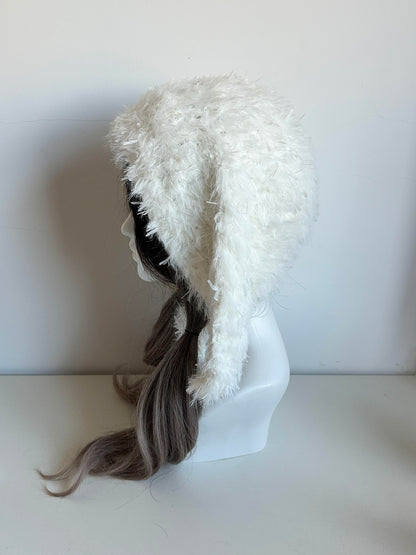 Capuche de lapin blanche à oreilles, Cagoule de lapin au crochet faite main, Bonnet à capuche animal mignon