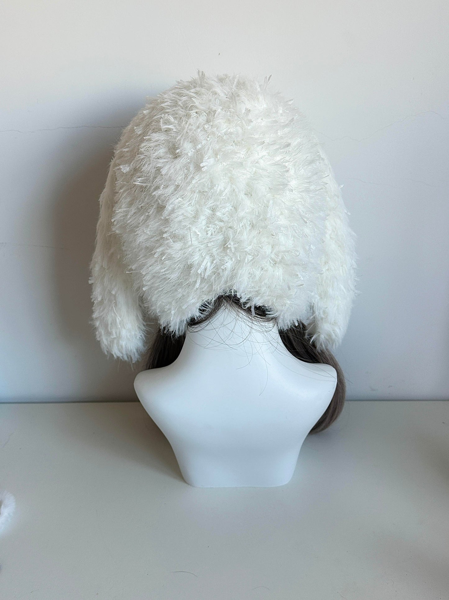 Capuche de lapin blanche à oreilles, Cagoule de lapin au crochet faite main, Bonnet à capuche animal mignon