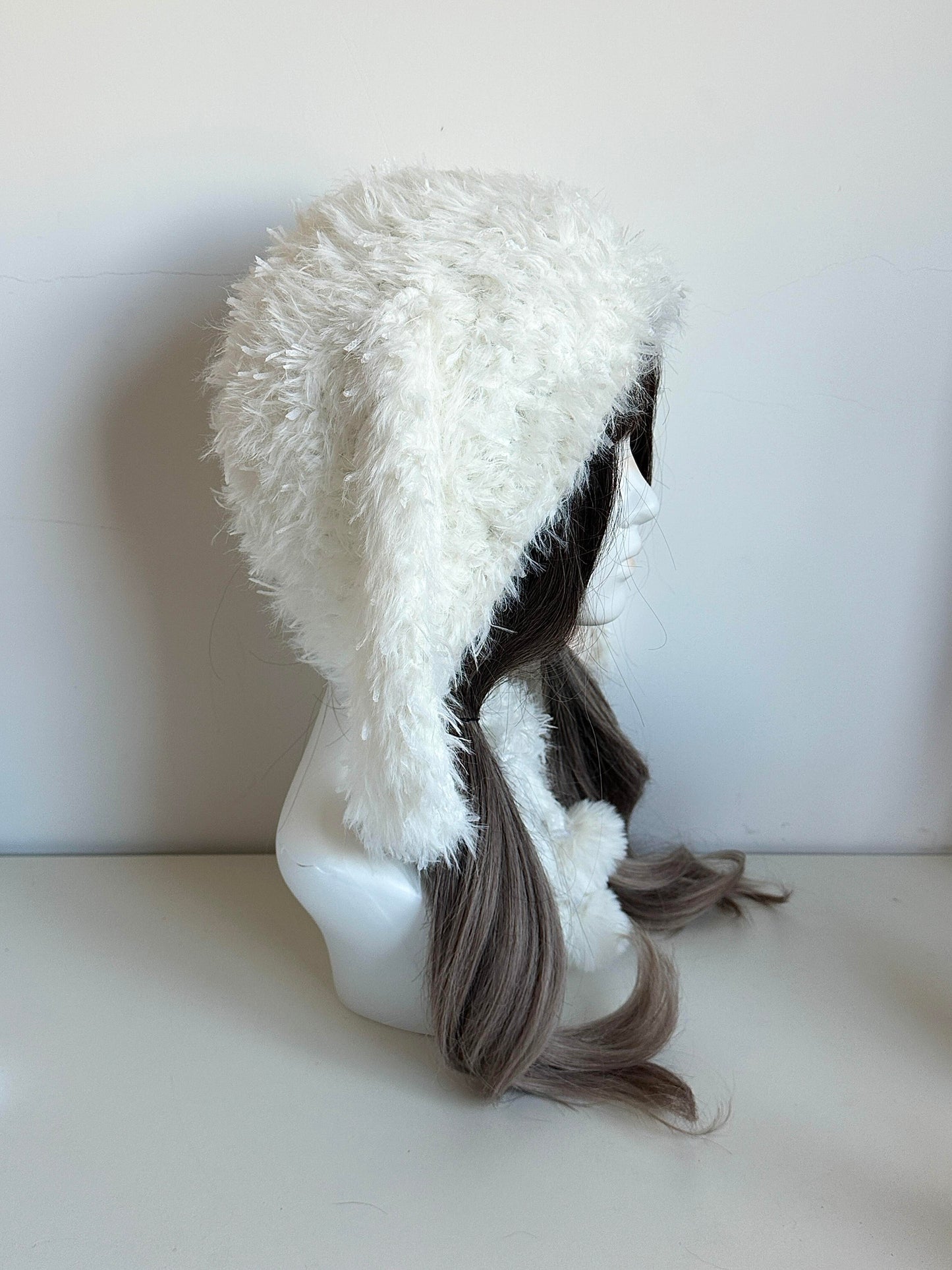 Capuche de lapin blanche à oreilles, Cagoule de lapin au crochet faite main, Bonnet à capuche animal mignon
