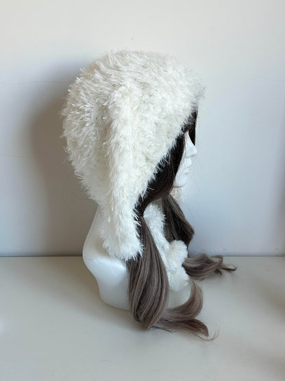 Capuche de lapin blanche à oreilles, Cagoule de lapin au crochet faite main, Bonnet à capuche animal mignon