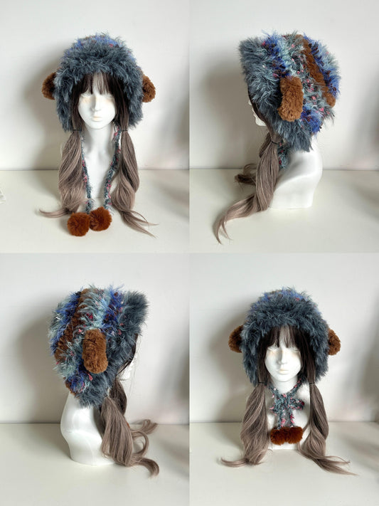 Blueberry Chocolate Lamb Beanie – Handmade Fuzzy Hat