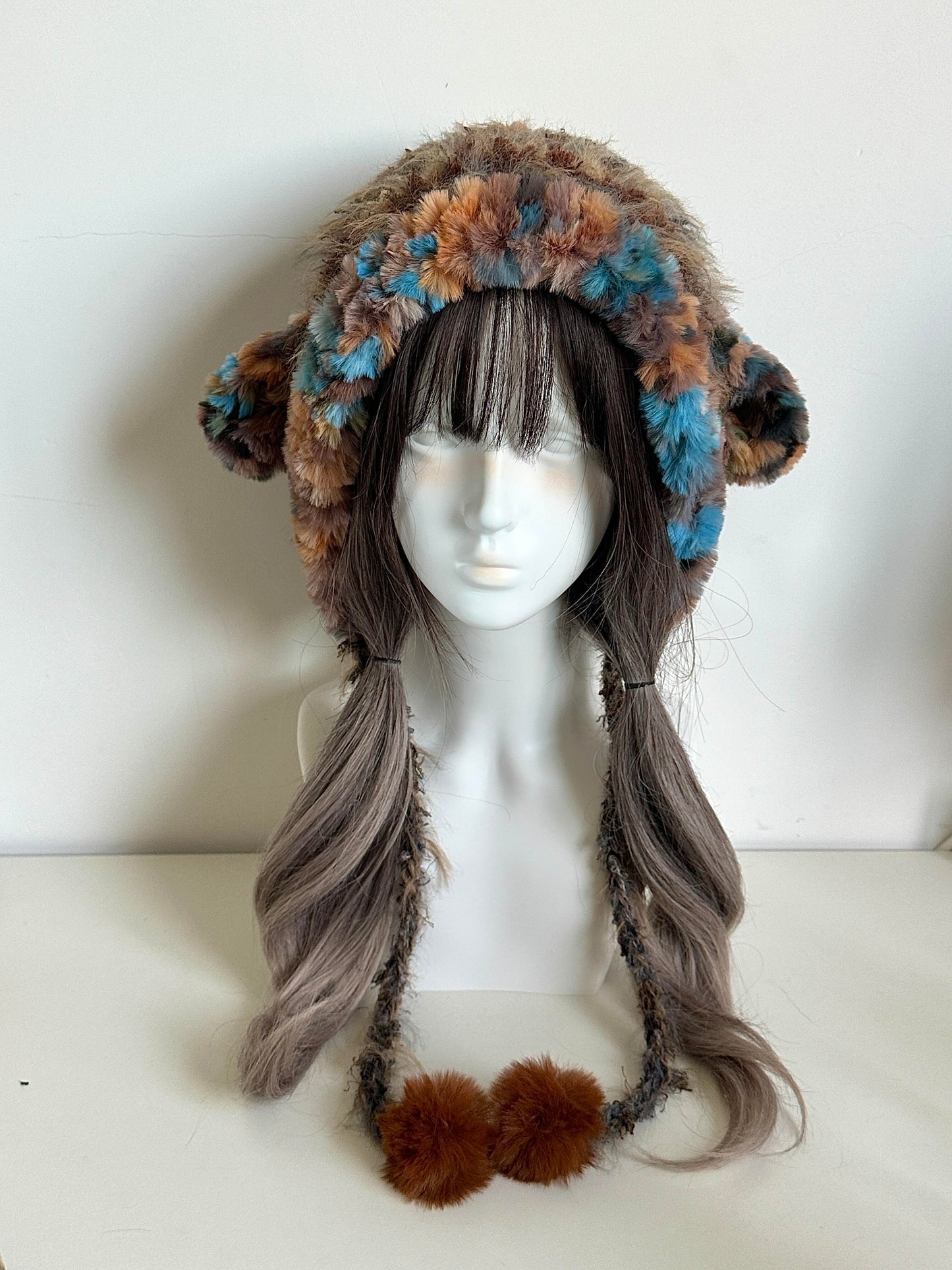 Sunset Lamm-Ohren Beanie – Handgestrickte flauschige Mütze