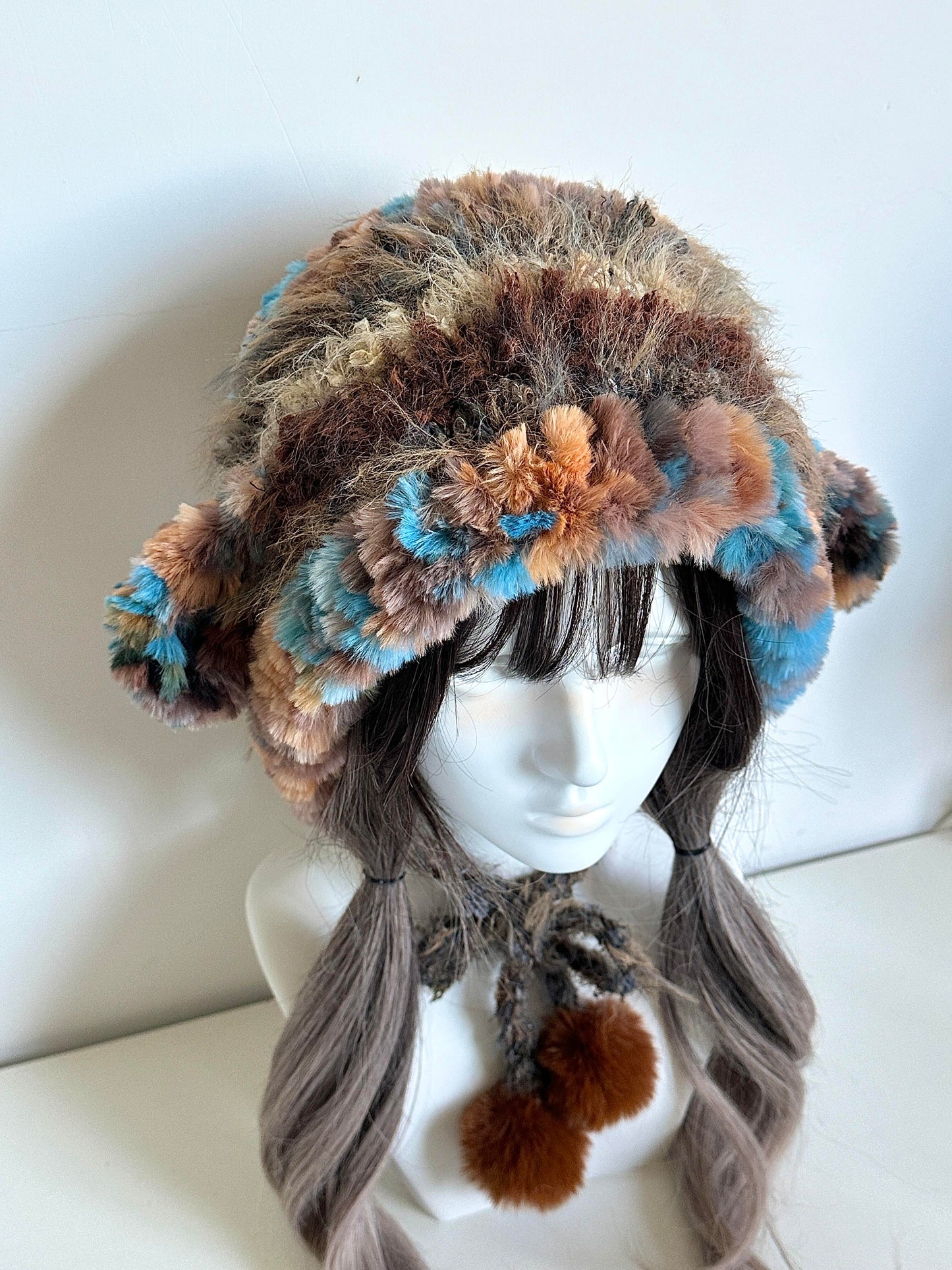Sunset Lamm-Ohren Beanie – Handgestrickte flauschige Mütze