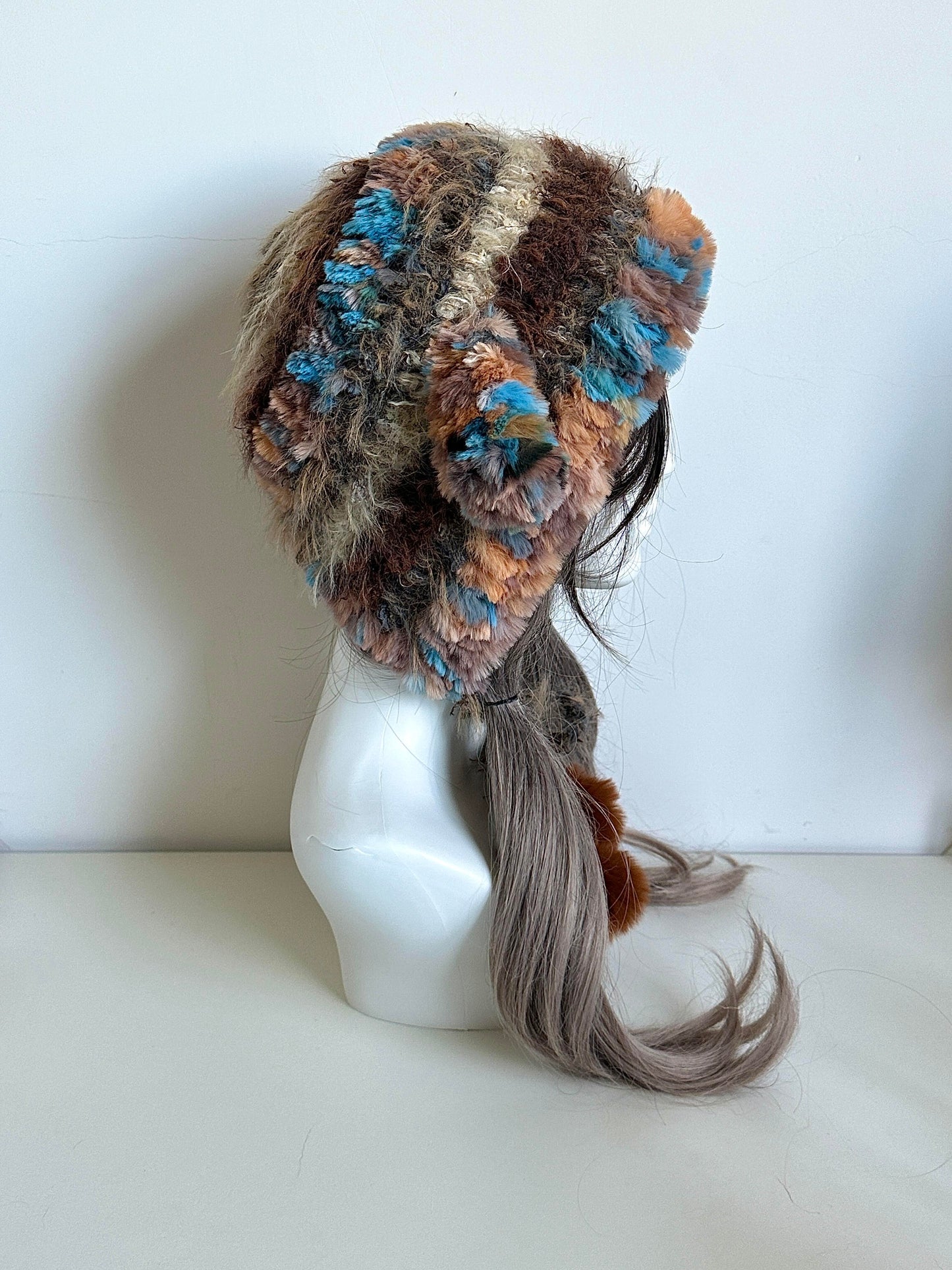 Sunset Lamm-Ohren Beanie – Handgestrickte flauschige Mütze