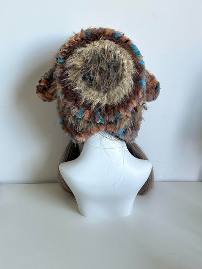 Sunset Lamm-Ohren Beanie – Handgestrickte flauschige Mütze